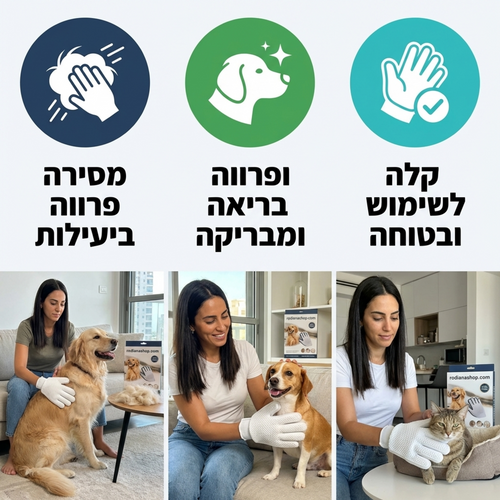 כפפת טיפוח וסירוק לכלבים