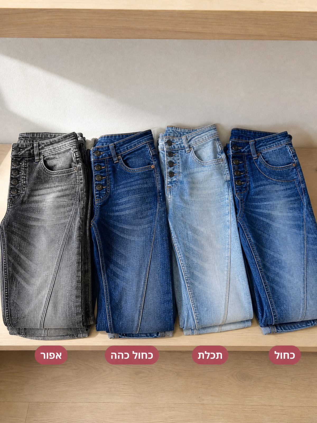 ג׳ינס כפתורים בגזרה רפויה – כל הצבעים