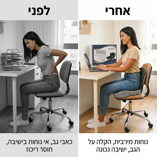 כרית ישיבה ארגונומית לגב ולעצם הזנב